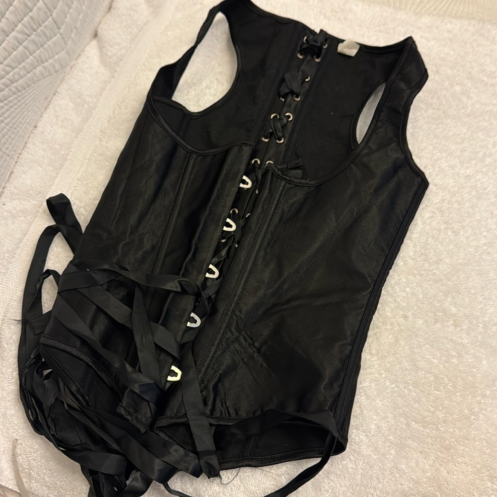 Black Lace Up Corset M